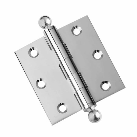 Embassy 3 x 3 Solid Brass Hinge, Polished Chrome Finish with Ball Tips 3030US26AB-1